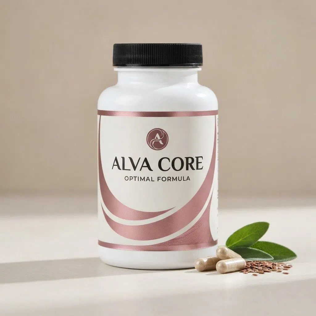 Alva Core Optimal Formula glass jar with supplement capsules